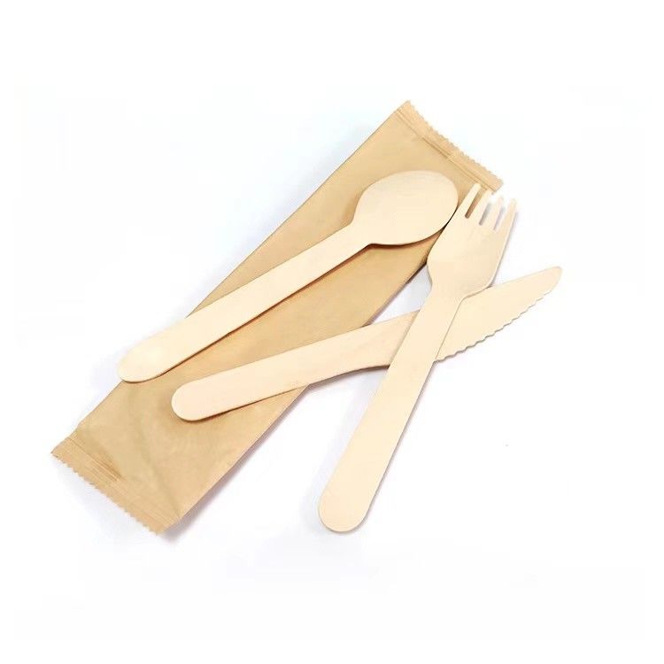 Disposable Wooden Cutlery Set - 100% Compostable Wooden Silverware 360 Pieces [120 Forks, 120 Spoons, 120 Knives] - Reusable Party Utensils - Wooden Disposable Utensils - Disposable Forks and Spoons