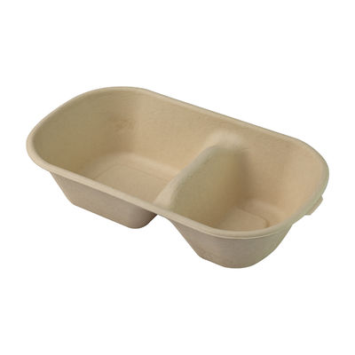 Biodegradable Sugarcane Bagasse Food Container Pulp Packaging  2 Compartment